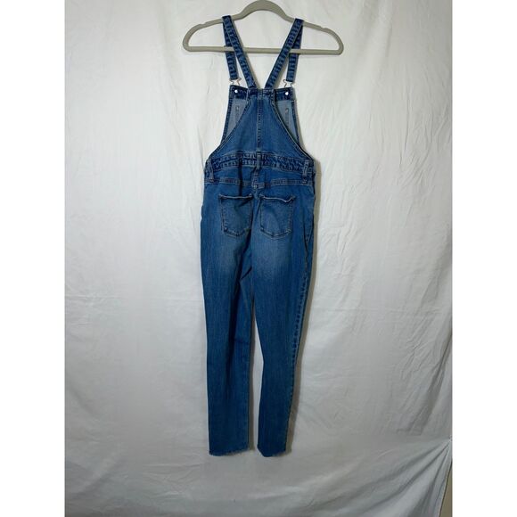 Universal Threads Women's Bib Overalls Mid Rise Distressed Raw Edge Hem Size 00 - Picture 4 of 4